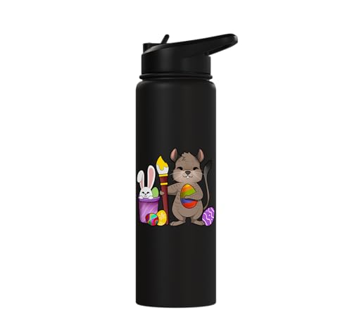 Cute degu painting Easter eggs Stainless Steel Insulated Water Bottle - color: Black