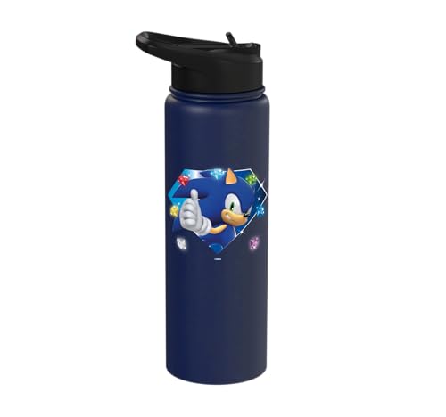 Sonic the Hedgehog 35th Anniversary Emerald Legacy Stainless Steel Insulated Water Bottle - color: Navy Blue