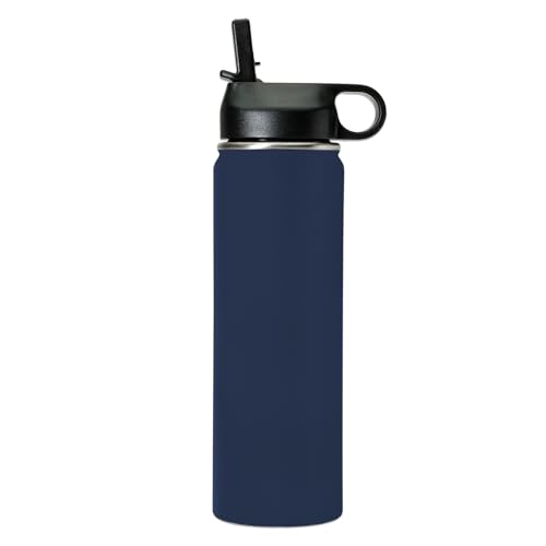 LaserGram Personalized 20oz Water Bottle, Rat (Navy Blue) | Engraved Gift, Vacuum Insulated Stainless Steel, Flip-Top Straw Lid, Laser Engraved With Your Name - color: Navy Blue, size: 20 Ounces