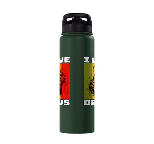 Degu Retro Degu I Love Degu Stainless Steel Insulated Water Bottle - color: Dark Green