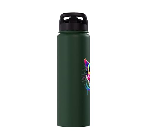 Dripping Paint Art Sugar Glider Sugar Gliders Stainless Steel Insulated Water Bottle - color: Dark Green