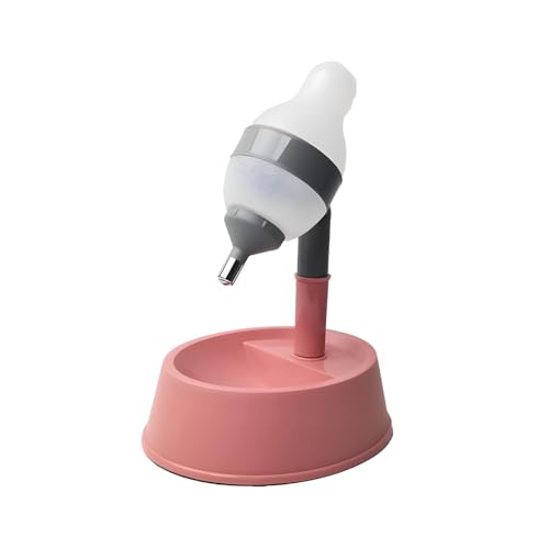 NACOCO Pet Standing Water Dispenser Cat Dog Standing Bowl with Detachable Pole Automatically Feeding Water Height Adjustable(Grey-Pink) - color: Grey-Pink