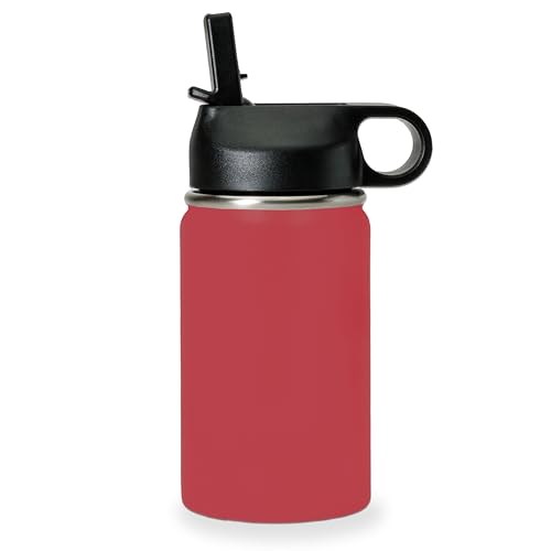 LaserGram Personalized 12oz Water Bottle, Snail (Maroon) | Engraved Gift, Vacuum Insulated Stainless Steel, Flip-Top Straw Lid, Laser Engraved With Your Name - color: Maroon, size: 12 Ounces