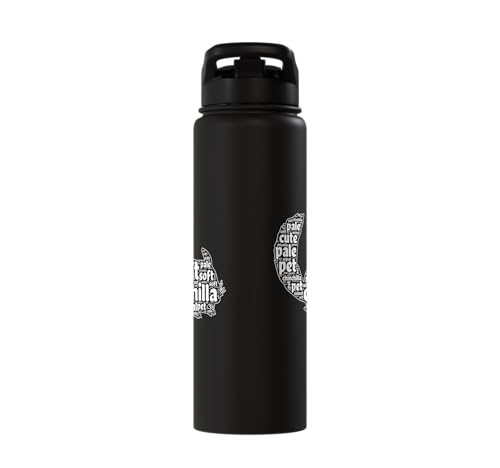 Chinchilla Word Cloud Pet Animal Funny Chinchillas Stainless Steel Insulated Water Bottle - color: Black