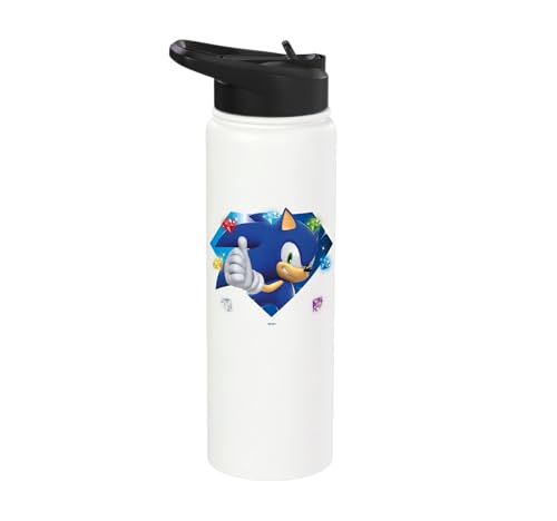 Sonic the Hedgehog 35th Anniversary Emerald Legacy Stainless Steel Insulated Water Bottle - color: White
