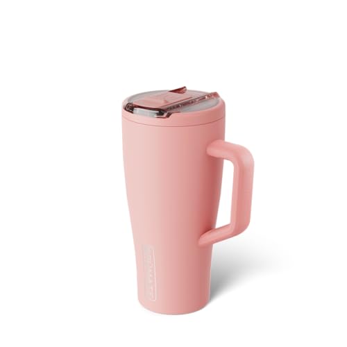 BrüMate Era Flip 30oz Tumbler with 100% Leakproof Covered Straw Lid | Hygienic Covered Straw | Insulated Stainless Steel Water Bottle with Handle | Cup Holder Friendly | BPA-Free (Guava) - color: Guava, size: 30 Ounces