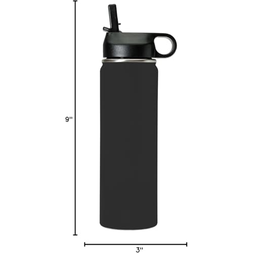 LaserGram Personalized 20oz Water Bottle, Snail (Black) | Engraved Gift, Vacuum Insulated Stainless Steel, Flip-Top Straw Lid, Laser Engraved With Your Name - color: Black, size: 20 Ounces