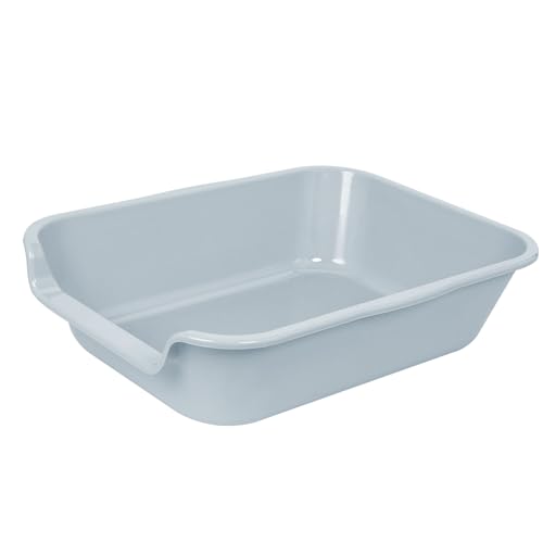 Extra Large Low Entry ABS Cat Litter Box, Grey, 20" L x 15.5" W, 1 Pack | Durable low entry litter box, non-stick, odor-free, ideal for seniors, kittens, rabbits, large cats and multi-pet homes. - color: Light Gray, size: Small (Pack of 2)