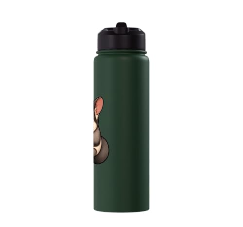 Cute Sugar Glider Holding a Cookie Cartoon Design Stainless Steel Insulated Water Bottle - color: Dark Green