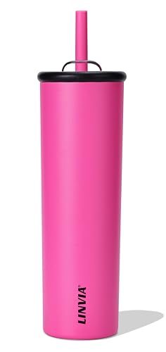 25 oz Candy Tumbler, Insulated Water Bottle with Straw Lid | Double Wall Stainless Steel, 2-in-1 Lid, Flexible Straw, Cup Holder Friendly, Dishwasher Safe, BPA Free, Hot Pink - color: Hot Pink, size: 25 Ounces