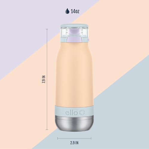 Ello Emma 14oz Insulated Stainless Kids Water Bottle with Straw, Twilight Breeze - color: Twilight Breeze