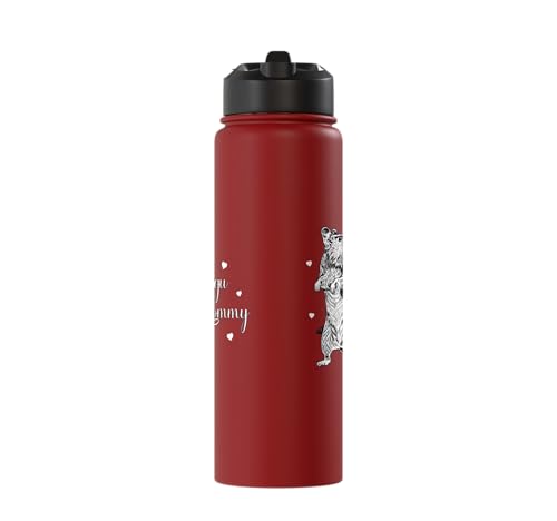 Rodent lovers - Degu Mommy Stainless Steel Insulated Water Bottle - color: Red