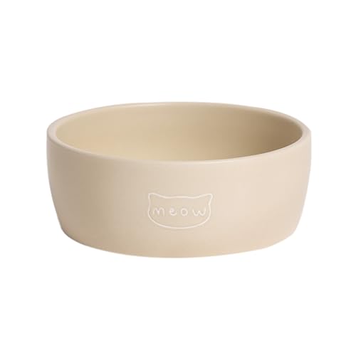 Pearhead Ceramic Cat Bowl, Holds 12 oz, Taupe Meow Design - color: Taupe "Meow", size: Single Bowl