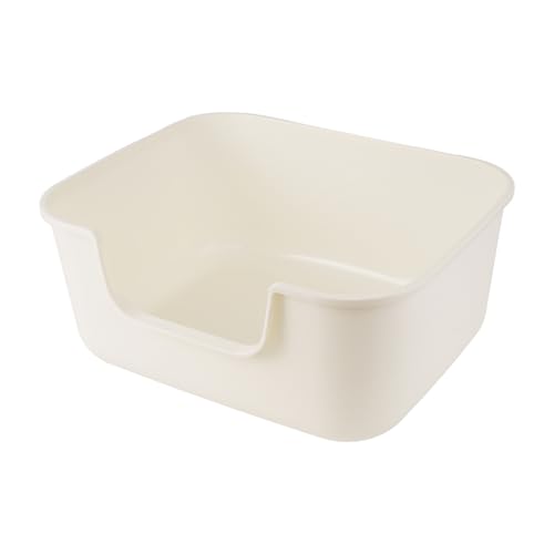 Large Cat Litter Box with High Sides,Cat Boxes for Indoor Cats,Cat Litter Pan for Kitty,Litter Box with Low Entry,Easy to Clean,Anti-Splashing (White-Long Side Entry) - color: Long Side Entry-White