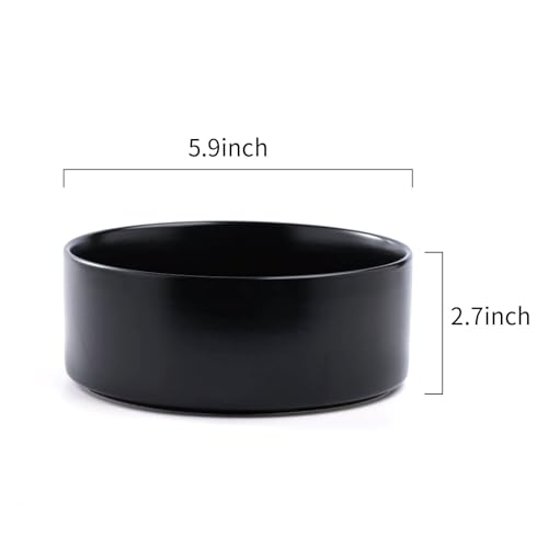 Durable Black Ceramic Dog Bowl - Non-Slip, Pet Feeding Bowl for Dry/Wet Food and Water, Dishwasher Safe, Modern Design for Small and Medium Dogs & Cats
