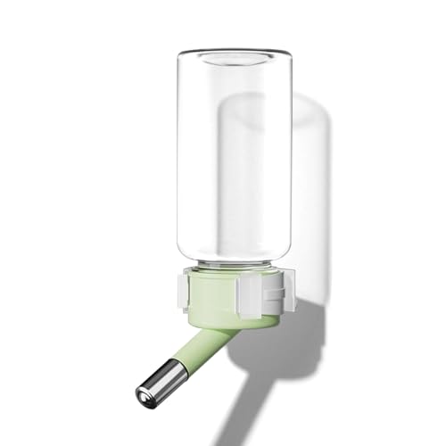 Hamster Water Bottle for Glass Tanks & Wire Cages - Dual Ball-Bearing & Dual Silicone Gaskets Leakproof Design (2 Stainless Steel Balls) 4.06oz - Fits Hamsters/Mice Under 250g - color: green