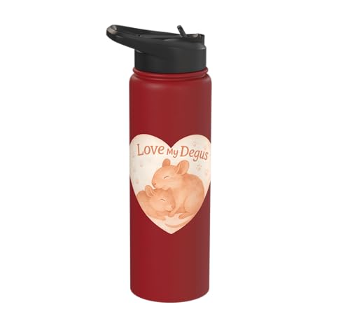 Love My Degus Heart Degu Lover Stainless Steel Insulated Water Bottle - color: Red