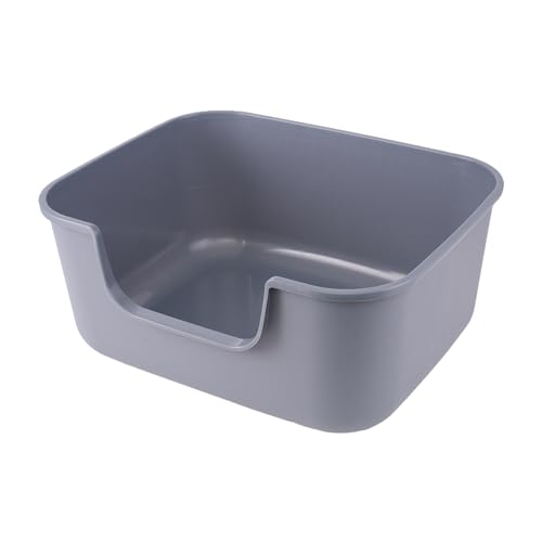Large Cat Litter Box with High Sides,Cat Boxes for Indoor Cats,Cat Litter Pan for Kitty,Litter Box with Low Entry,Easy to Clean,Anti-Splashing (Grey-Long Side Entry) - color: Long Side Entry-Grey