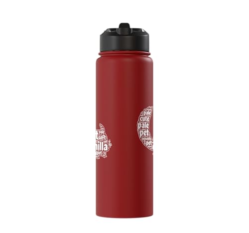 Chinchilla Word Cloud Pet Animal Funny Chinchillas Stainless Steel Insulated Water Bottle - color: Red