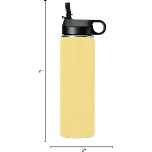 LaserGram Personalized 20oz Water Bottle, Rat (Yellow) | Engraved Gift, Vacuum Insulated Stainless Steel, Flip-Top Straw Lid, Laser Engraved With Your Name - color: Yellow, size: 20 Ounces