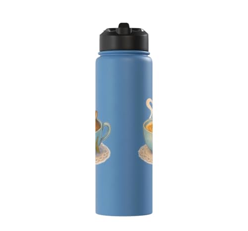 Sleeping Degu Tea Cup Heart Steam Art Stainless Steel Insulated Water Bottle - color: Light Blue