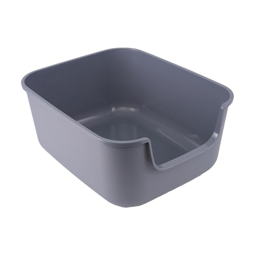 Large Cat Litter Box with High Sides,Cat Boxes for Indoor Cats,Cat Litter Pan for Kitty,Litter Box with Low Entry,Easy to Clean,Anti-Splashing (Grey) - color: Grey