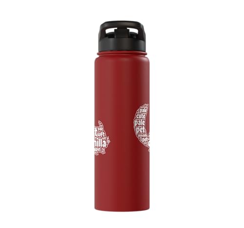 Chinchilla Word Cloud Pet Animal Funny Chinchillas Stainless Steel Insulated Water Bottle - color: Red