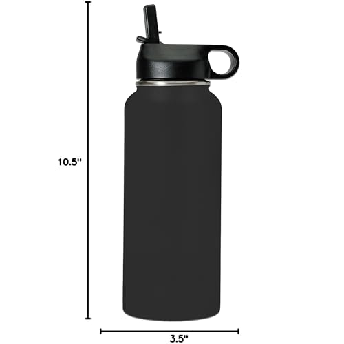 LaserGram Personalized 32oz Water Bottle, Tree Frog (Black) | Engraved Gift, Vacuum Insulated Stainless Steel, Flip-Top Straw Lid, Laser Engraved With Your Name - color: Black, size: 32 Ounces