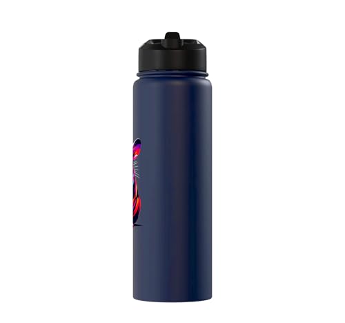 Colorful Pop Art Sugar Glider Sugar Gliders Stainless Steel Insulated Water Bottle - color: Navy Blue