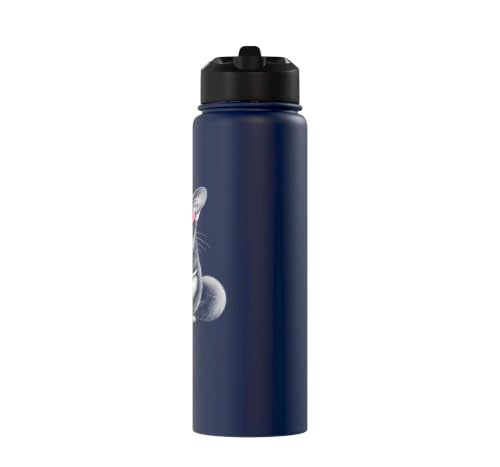 Sugar Glider Pink Heart Sunglasses Funny Bubble Gum Stainless Steel Insulated Water Bottle - color: Navy Blue