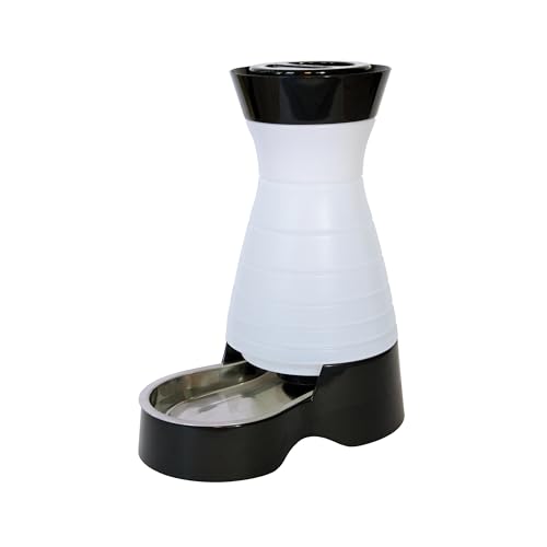 PetSafe Healthy Pet Water Station, 64 oz, Stainless Steel Bowl, Small | Gravity-Fed Pet Water Fountain Keeps Cats or Small Dogs Hydrated, Stainless Steel Bowl Is Dishwasher Safe - size: Small