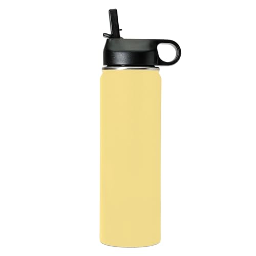 LaserGram Personalized 20oz Water Bottle, Tree Frog (Yellow) | Engraved Gift, Vacuum Insulated Stainless Steel, Flip-Top Straw Lid, Laser Engraved With Your Name - color: Yellow, size: 20 Ounces