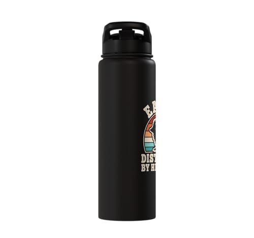 Easily Distracted By Hedgehogs Retro Hedgehog Men Women Kids Stainless Steel Insulated Water Bottle - color: Black