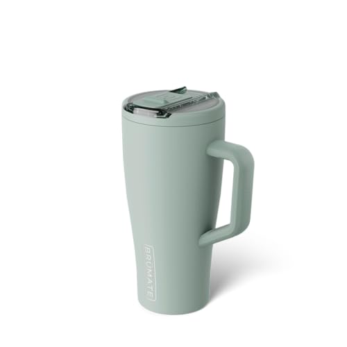 BrüMate Era Flip 30oz Tumbler with 100% Leakproof Covered Straw Lid | Hygienic Covered Straw | Insulated Stainless Steel Water Bottle with Handle | Cup Holder Friendly | BPA-Free (Sage) - color: Sage, size: 30 Ounces
