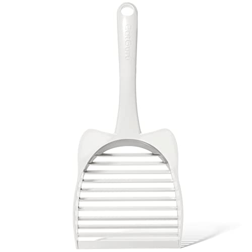 CatGuru Cat Litter Scoop, Jumbo Litter Scoop, Litter Scooper with Deep Shovel & Long Handle, Super Fast Sifter, Durable Kitty Litter Scoop, Cat Stuff, Kitten Supplies (White) - color: White