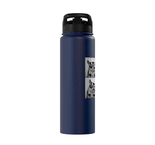 Sugar Glider 4th of July US American Flag Patriotic Stainless Steel Insulated Water Bottle - color: Navy Blue