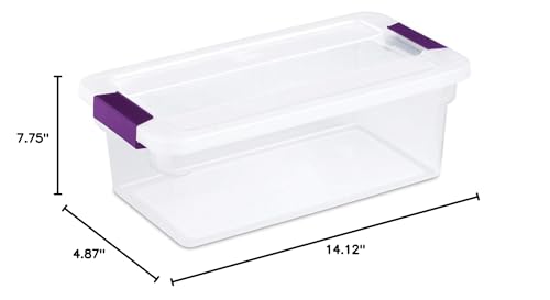 Sterilite 17511712 6 Quart Clearview Latch Storage Container with Plum Handles - size: 6 qt