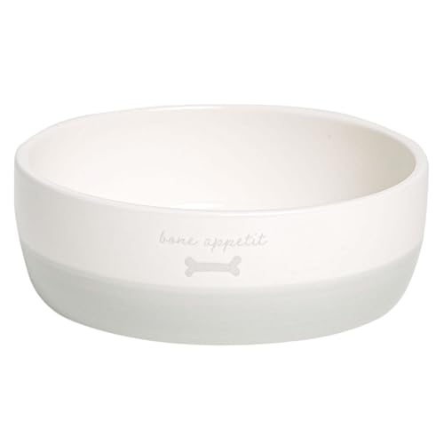 Pearhead Ceramic Bone Appétit Dog Bowl, Small/Medium 2.25 Cups/ 18 oz, Gray - color: Gray Bone Appetit Bowl, size: Small