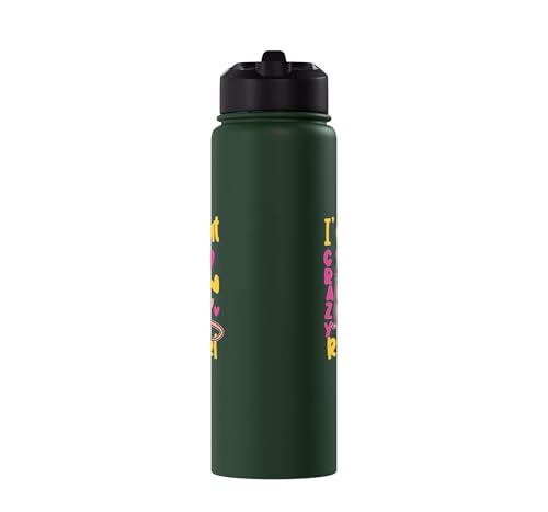 Funny Rat Design for Girls and Women Stainless Steel Insulated Water Bottle - color: Dark Green