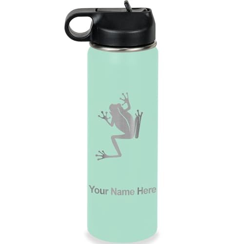 LaserGram Personalized 20oz Water Bottle, Tree Frog (Teal) | Engraved Gift, Vacuum Insulated Stainless Steel, Flip-Top Straw Lid, Laser Engraved With Your Name - color: Teal, size: 20 Ounces