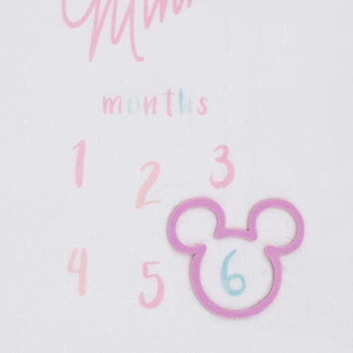 Disney Minnie Mouse White, Pink, and Aqua Super Soft Milestone Baby Blanket - color: Minnie Mouse White, Pink, and Aqua