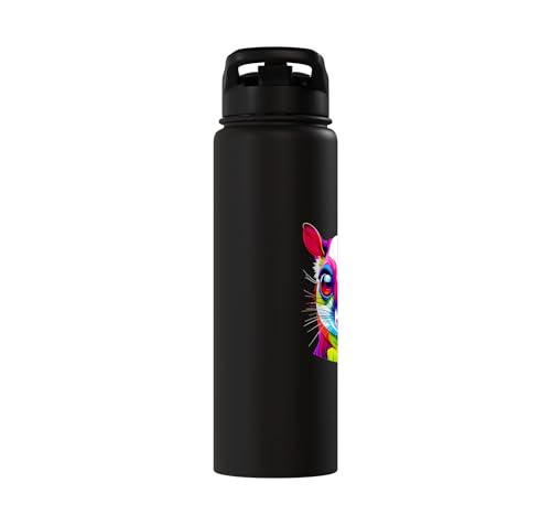 Colorful Pop Art Sugar Glider Sugar Gliders Stainless Steel Insulated Water Bottle - color: Black