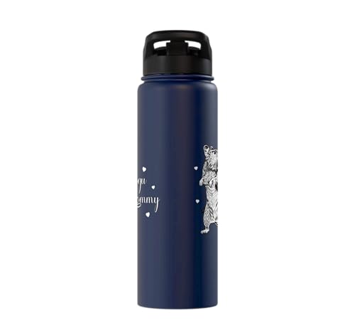 Rodent lovers - Degu Mommy Stainless Steel Insulated Water Bottle - color: Navy Blue