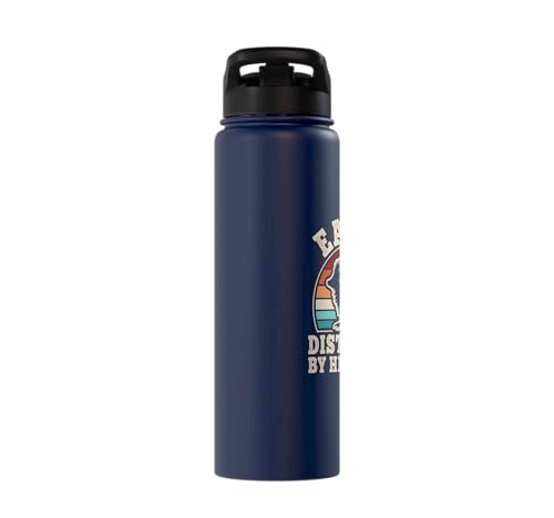 Easily Distracted By Hedgehogs Retro Hedgehog Men Women Kids Stainless Steel Insulated Water Bottle - color: Navy Blue