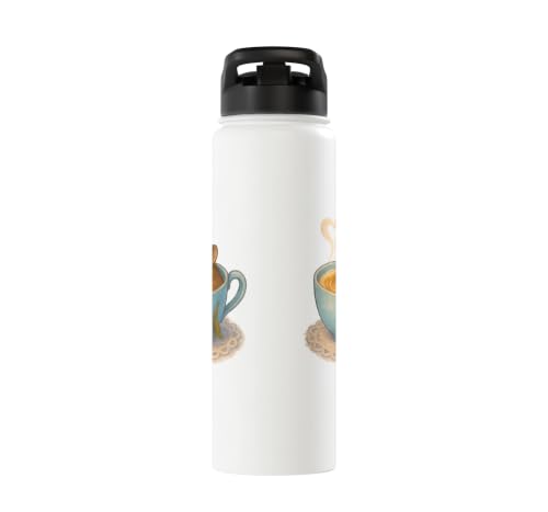 Sleeping Degu Tea Cup Heart Steam Art Stainless Steel Insulated Water Bottle - color: White
