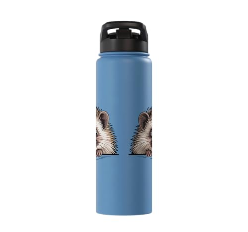 Hedgehog Cute Peeking Spiky Animal Lover Stainless Steel Insulated Water Bottle - color: Light Blue