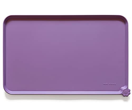 Hoki Found L Silicone Pet Food Mats Tray with Higher Lips- Non Slip Dog Cat Bowl Mats Placemat - Pet Feeding Mat - Waterproof Dog Cat Food Mats -Pet Water Mats for Carpet -Amethyst - color: Amethyst, size: 22" x 14"