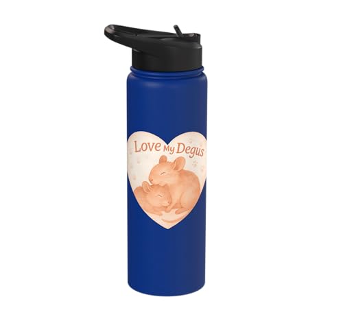 Love My Degus Heart Degu Lover Stainless Steel Insulated Water Bottle - color: Royal Blue