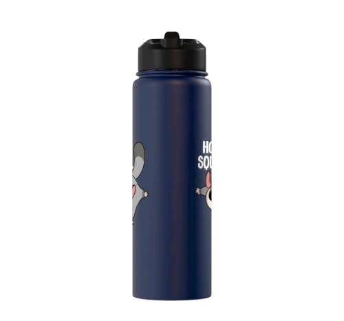 Cute Womens Girls Kids Mom Hover Squirrel Sugar Glider Lover Stainless Steel Insulated Water Bottle - color: Navy Blue