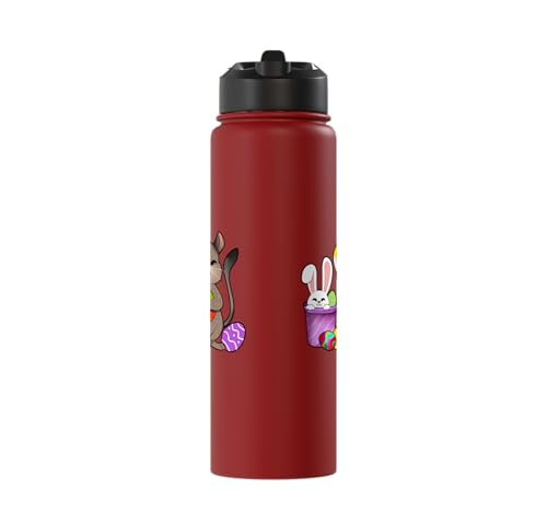 Cute degu painting Easter eggs Stainless Steel Insulated Water Bottle - color: Red